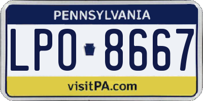 PA license plate LPO8667