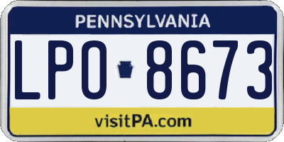 PA license plate LPO8673