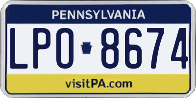 PA license plate LPO8674