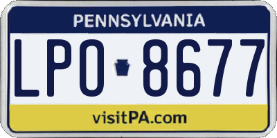 PA license plate LPO8677