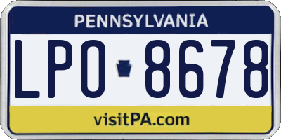 PA license plate LPO8678