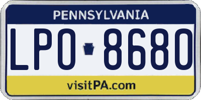 PA license plate LPO8680