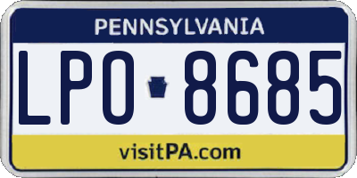 PA license plate LPO8685