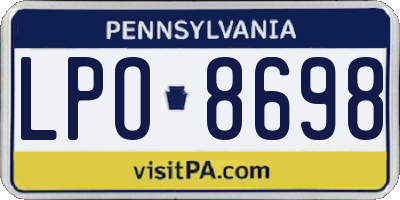 PA license plate LPO8698