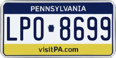 PA license plate LPO8699
