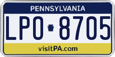 PA license plate LPO8705