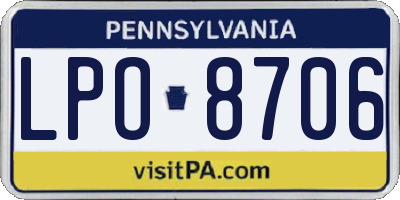 PA license plate LPO8706