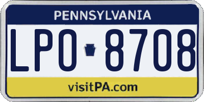 PA license plate LPO8708