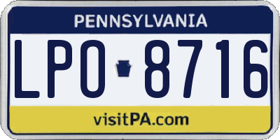 PA license plate LPO8716