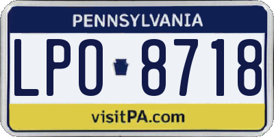 PA license plate LPO8718