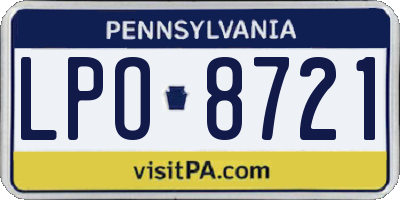 PA license plate LPO8721