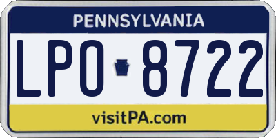 PA license plate LPO8722
