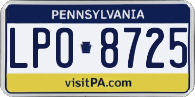PA license plate LPO8725