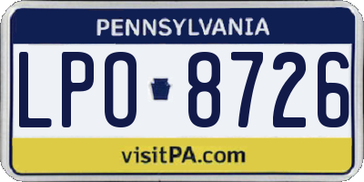 PA license plate LPO8726