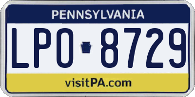 PA license plate LPO8729