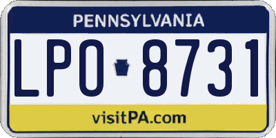 PA license plate LPO8731