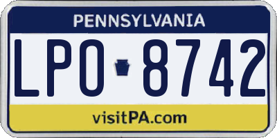 PA license plate LPO8742