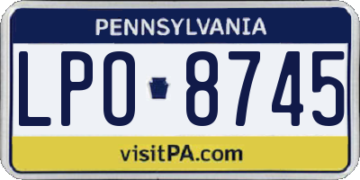 PA license plate LPO8745