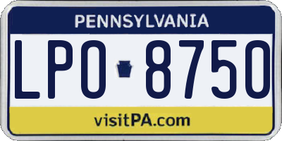 PA license plate LPO8750