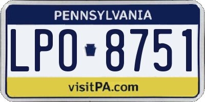 PA license plate LPO8751