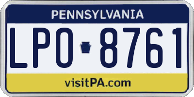 PA license plate LPO8761