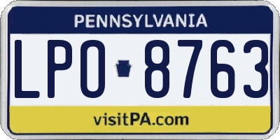 PA license plate LPO8763