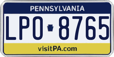 PA license plate LPO8765