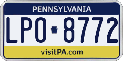 PA license plate LPO8772