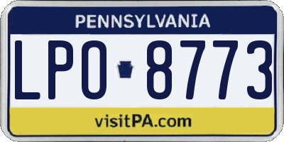 PA license plate LPO8773