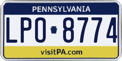 PA license plate LPO8774