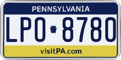 PA license plate LPO8780