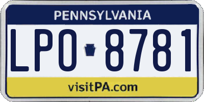 PA license plate LPO8781