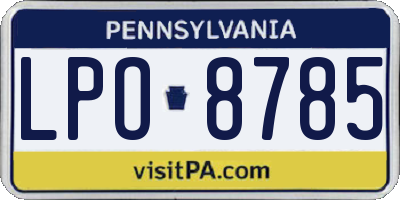 PA license plate LPO8785