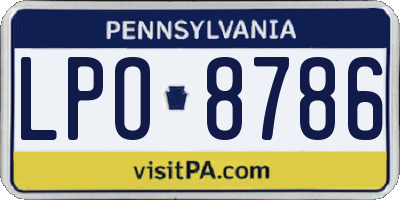 PA license plate LPO8786