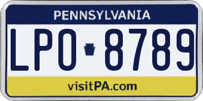 PA license plate LPO8789