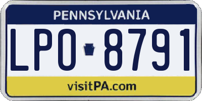 PA license plate LPO8791