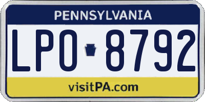 PA license plate LPO8792