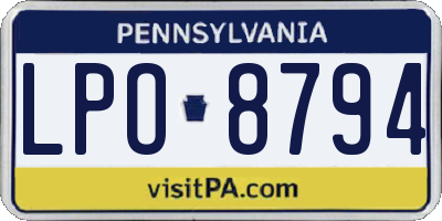 PA license plate LPO8794
