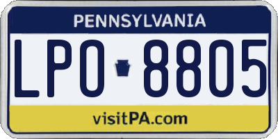 PA license plate LPO8805