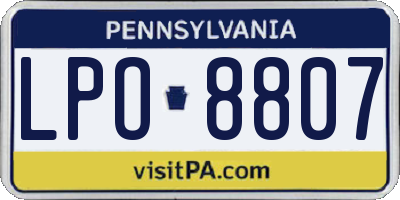 PA license plate LPO8807