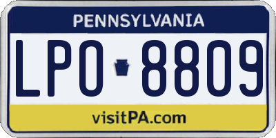 PA license plate LPO8809