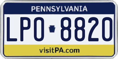 PA license plate LPO8820