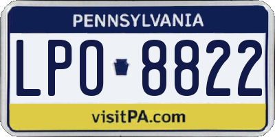 PA license plate LPO8822