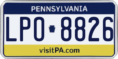PA license plate LPO8826