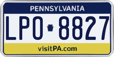 PA license plate LPO8827