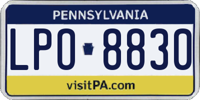 PA license plate LPO8830