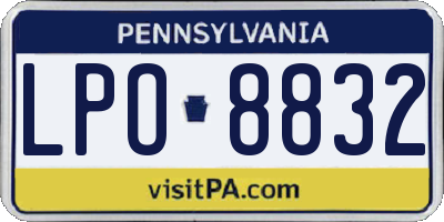 PA license plate LPO8832