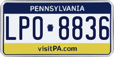 PA license plate LPO8836