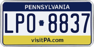 PA license plate LPO8837