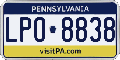 PA license plate LPO8838